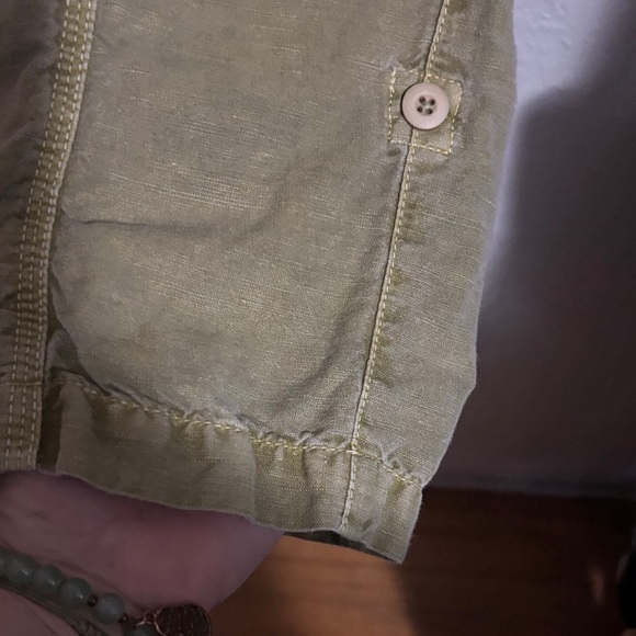 Sundance Femme Voyager Roll Tab Hem Linen Blend Pants Lemon Grass Green Size 14 - Picture 9 of 11